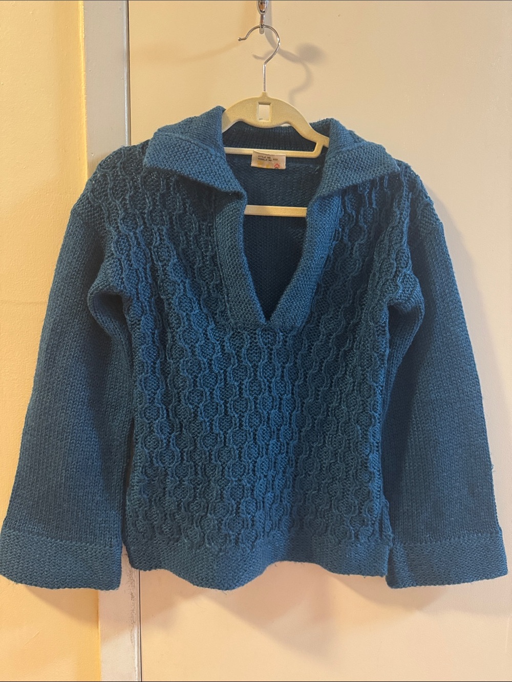 Vintage Ego collared teal sweater M
